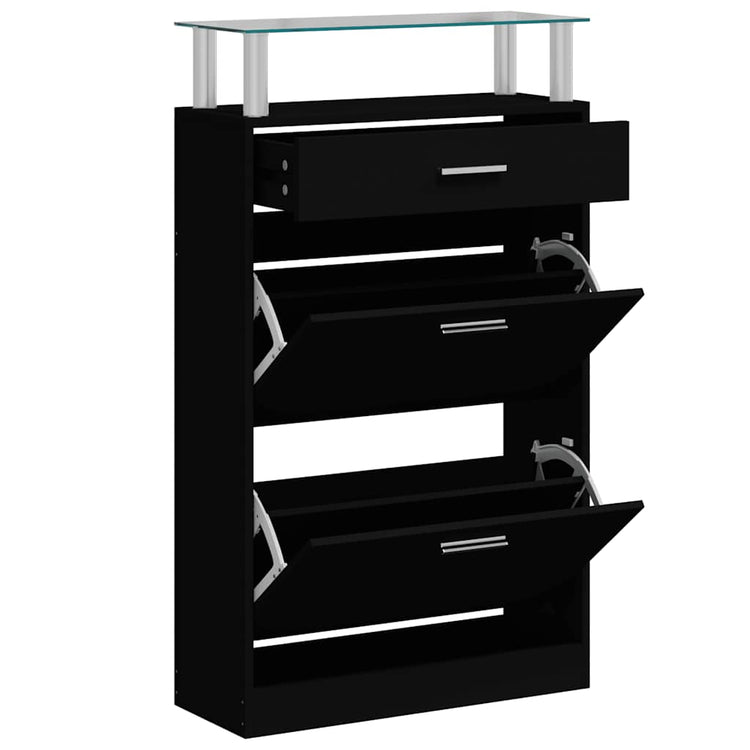 Vidaxl schoenenkast 63x24x104 cm bewerkt hout zwart