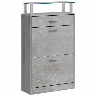 Vidaxl schoenenkast 63x24x104 cm bewerkt hout betongrijs