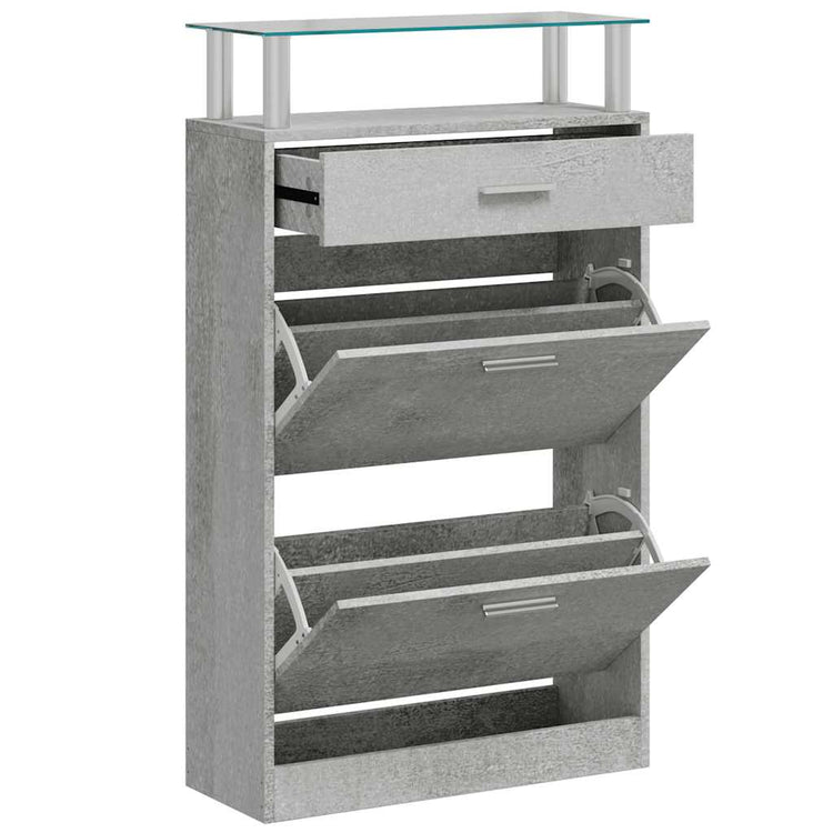 Vidaxl schoenenkast 63x24x104 cm bewerkt hout betongrijs