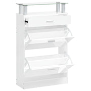 Vidaxl schoenenkast 63x24x104 cm bewerkt hout hoogglans wit - afbeelding 2