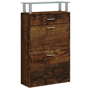 Vidaxl schoenenkast 63x24x104 cm bewerkt hout gerookt eikenkleurig - afbeelding 2