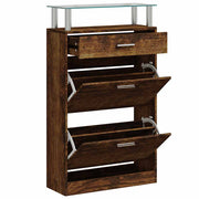 Vidaxl schoenenkast 63x24x104 cm bewerkt hout gerookt eikenkleurig - afbeelding 3