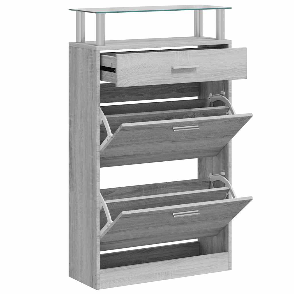 Vidaxl schoenenkast 63x24x104 cm bewerkt hout grijs sonoma eikenkleur