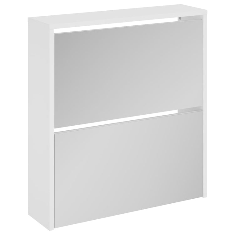Vidaxl schoenenkast met spiegel 2-laags 63x17x67 cm hoogglans wit