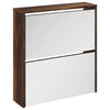 Vidaxl schoenenkast met spiegel 2-laags 63x17x67 cm gerookt eiken