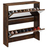 Vidaxl schoenenkast met spiegel 2-laags 63x17x67 cm gerookt eiken