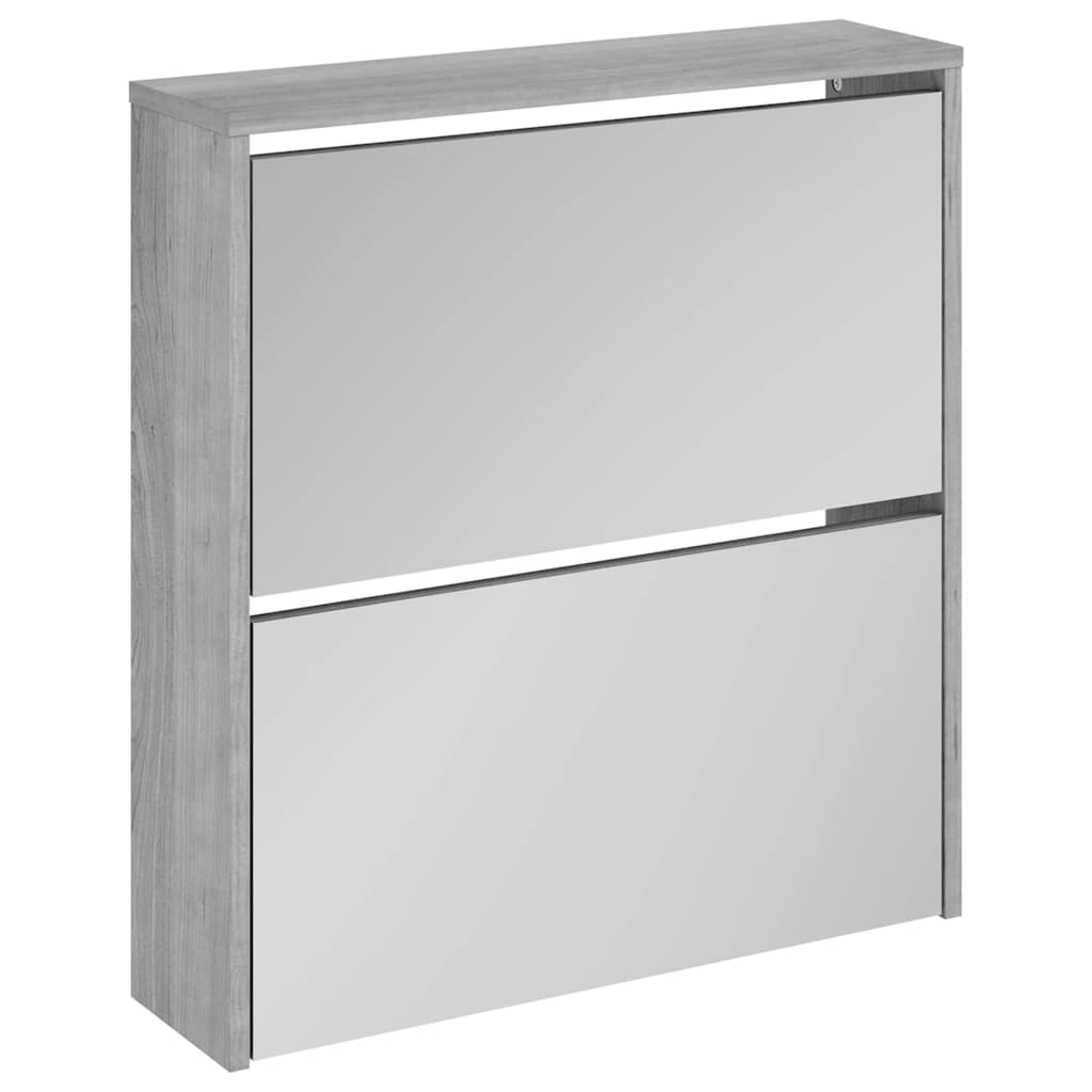 Vidaxl schoenenkast met spiegel 2-laags 63x17x67 cm grijs sonoma
