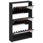 Vidaxl schoenenkast met spiegel 3-laags zwart 63x17x102,5 cm - afbeelding 3