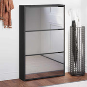 Vidaxl schoenenkast met spiegel 3-laags zwart 63x17x102,5 cm - afbeelding 1