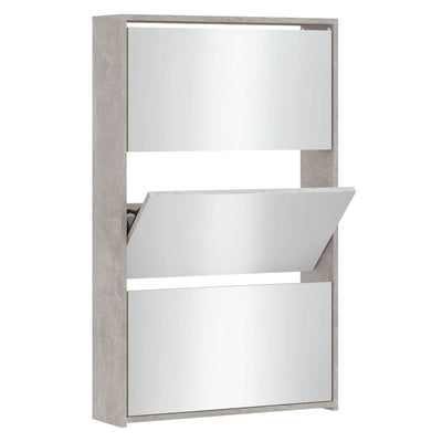 Vidaxl schoenenkast met spiegel 3-laags 63x17x102,5 cm betongrijs