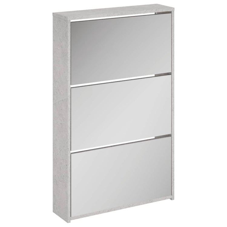 Vidaxl schoenenkast met spiegel 3-laags 63x17x102,5 cm betongrijs