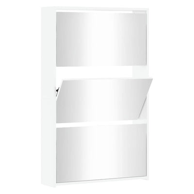Vidaxl schoenenkast met spiegel 3-laags hoogglans wit 63x17x102,5 cm