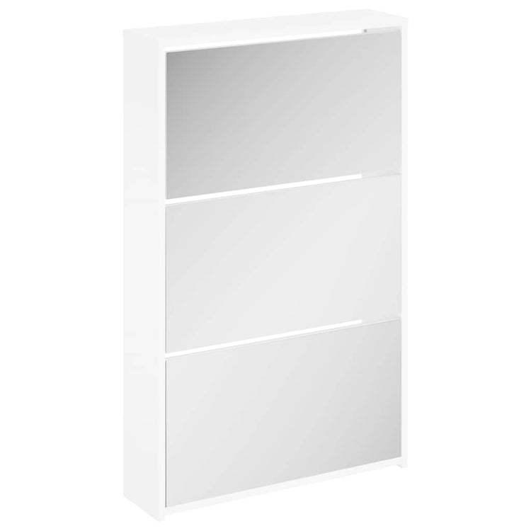 Vidaxl schoenenkast met spiegel 3-laags hoogglans wit 63x17x102,5 cm