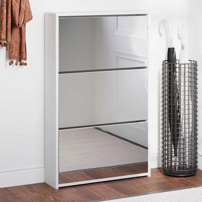 Vidaxl schoenenkast met spiegel 3-laags hoogglans wit 63x17x102,5 cm