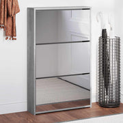 Vidaxl schoenenkast met spiegel 3-laags 63x17x102,5 cm grijs sonoma - afbeelding 1
