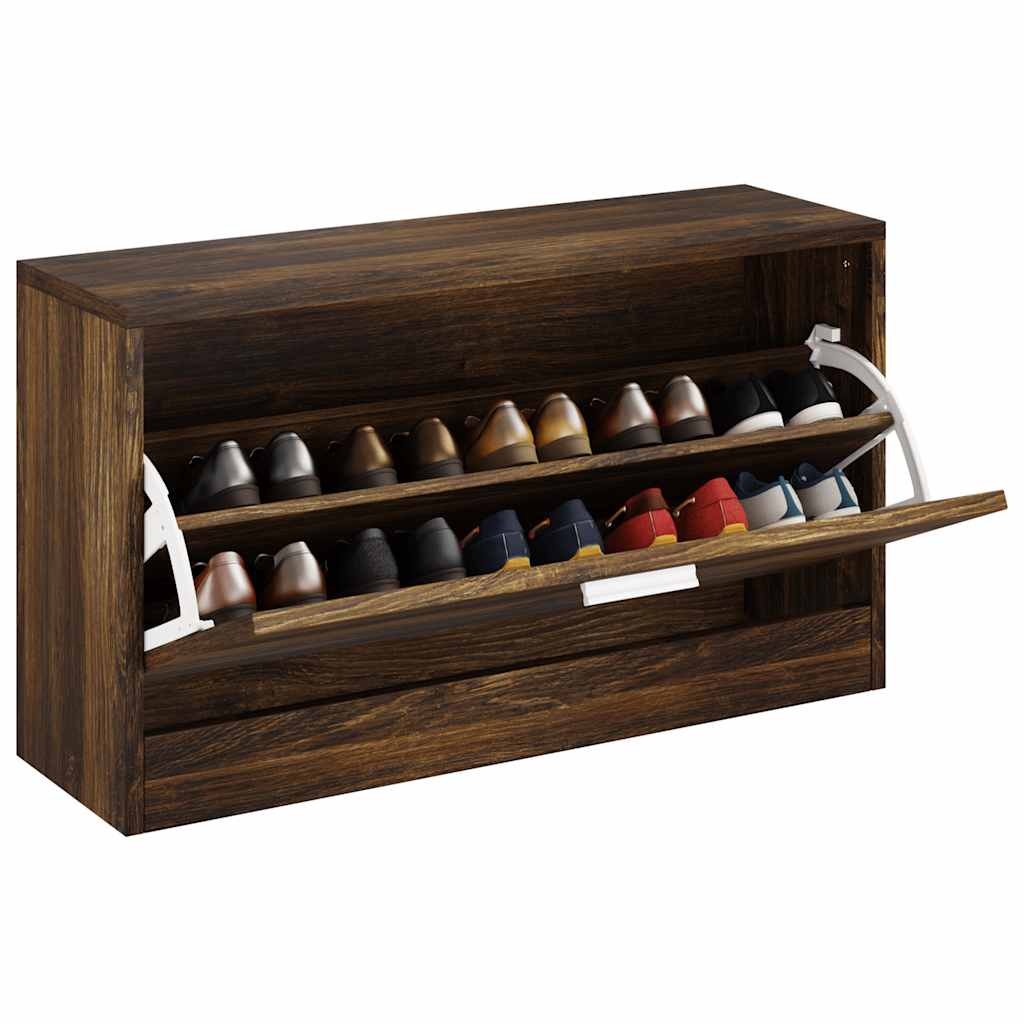 Vidaxl schoenenbank 80x24x45 cm bewerkt hout gerookt eiken