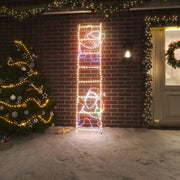 Vidaxl kerstfiguur kerstman op ladder opvouwbaar 552 led's 50x200 cm - afbeelding 1