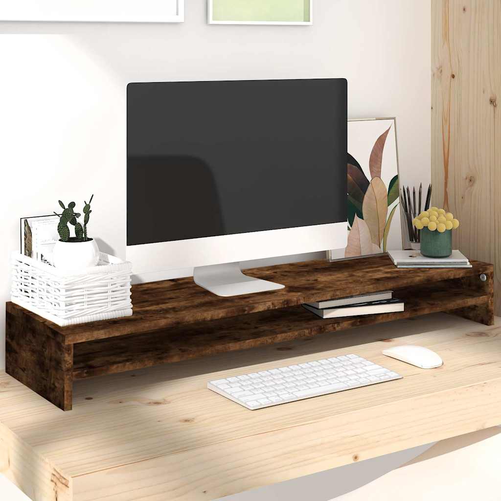 Vidaxl monitorstandaard 100x24x13 cm bewerkt hout gerookt eikenkleurig