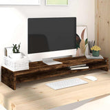 Vidaxl monitorstandaard 100x24x13 cm bewerkt hout gerookt eikenkleurig - afbeelding 1