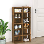 Vidaxl schoenenrekken 2 st 27,5x27x102 cm bewerkt hout gerookt eiken - afbeelding 1