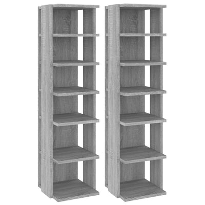 Vidaxl schoenenrekken 2 st 27,5x27x102 cm bewerkt hout grijs sonoma