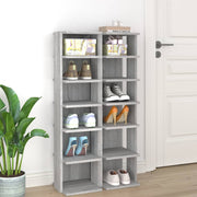 Vidaxl schoenenrekken 2 st 27,5x27x102 cm bewerkt hout grijs sonoma - afbeelding 1