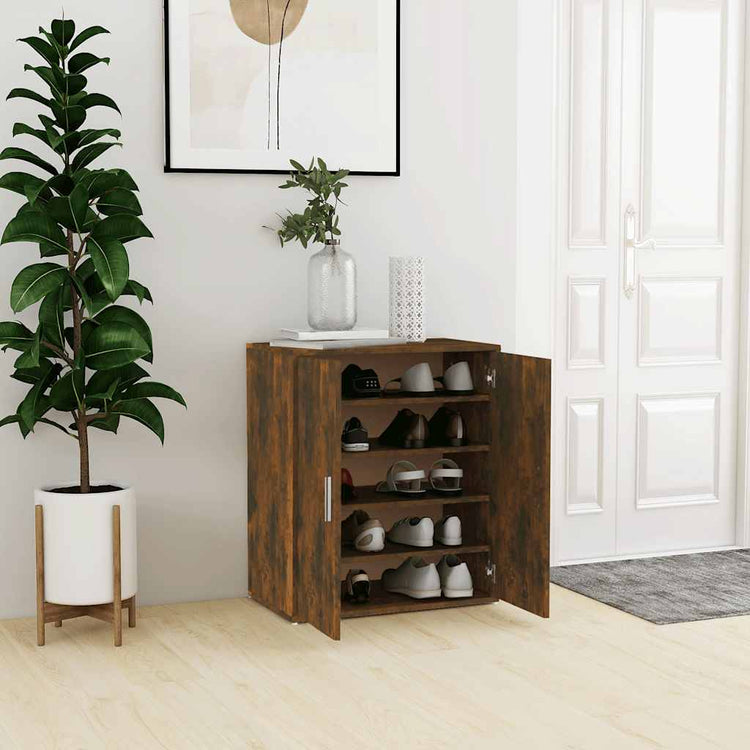 Vidaxl schoenenkast 60x35x70 cm bewerkt hout gerookt eikenkleurig