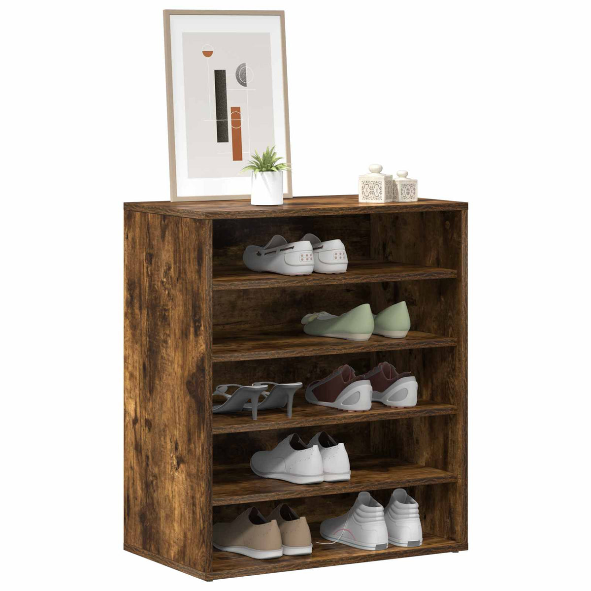 Vidaxl schoenenkast 60x35x70 cm bewerkt hout gerookt eikenkleurig