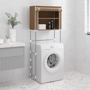 VidaXL Opbergrek voor boven wasmachine 2-laags 71x29,5x170,5 cm bruin - afbeelding 1