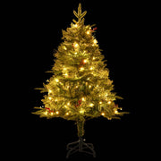 Vidaxl kerstboom met led en dennenappels 150 cm pvc en pe groen - afbeelding 3