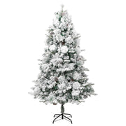 VidaXL Kerstboom met LED en dennenappels en sneeuw 195 cm PVC en PE - afbeelding 3