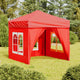 Vidaxl partytent inklapbaar met zijwanden 2x2 m rood
