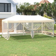 Vidaxl partytent inklapbaar met zijwanden 3x6 m crèmekleurig - afbeelding 1