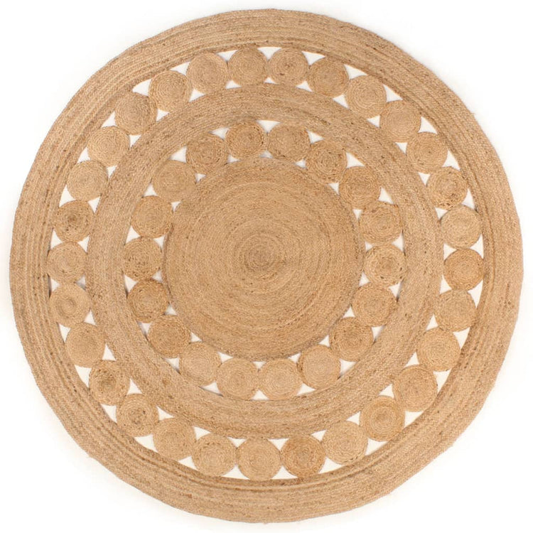 Vidaxl tapijt met ontwerp rond 240 cm gevlochten jute
