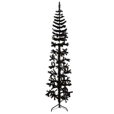 Vidaxl kunstkerstboom half met standaard smal 240 cm zwart