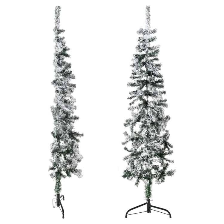 VidaXL Kunstkerstboom half met sneeuw smal 120 cm