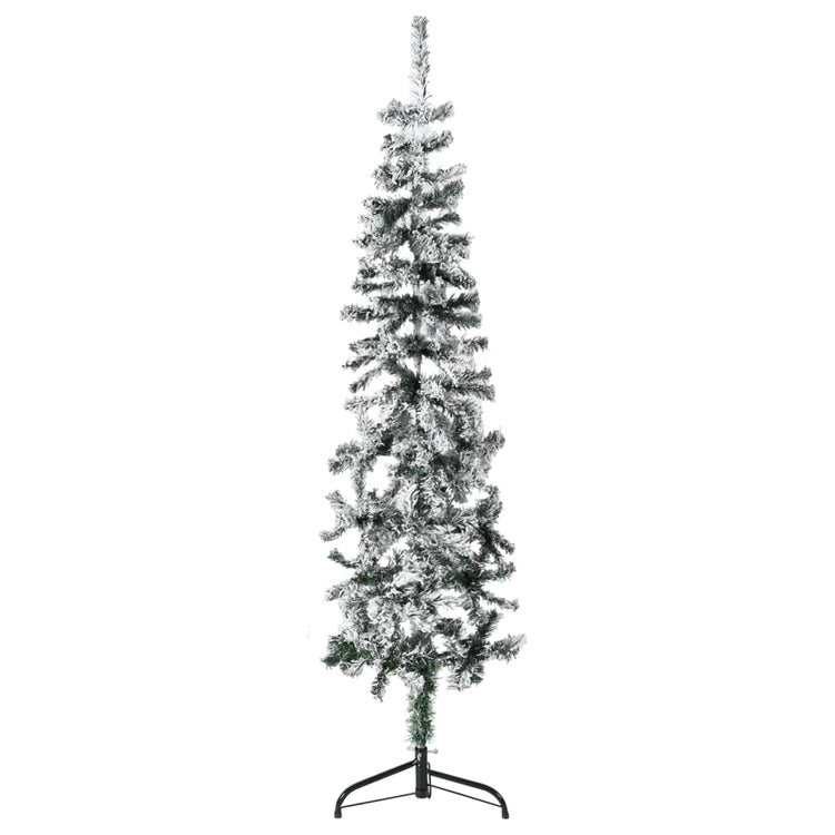 VidaXL Kunstkerstboom half met sneeuw smal 120 cm