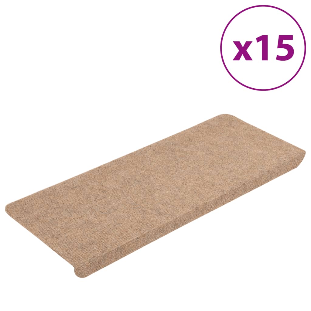 VidaXL Trapmatten zelfklevend 15 st 65x24,5x3,5 cm beige