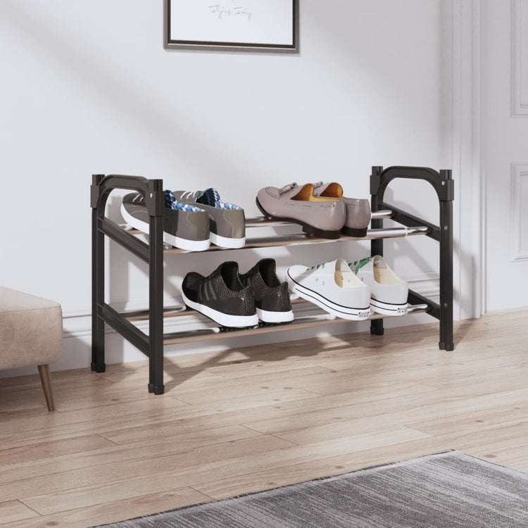 Vidaxl schoenenrek met 2 schappen verlengbaar 119x24x37 cm