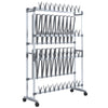 Vidaxl schoenenrek met wieltjes 89x27x120 cm zilverkleurig
