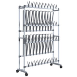 Vidaxl schoenenrek met wieltjes 89x27x120 cm zilverkleurig - afbeelding 2