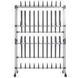 Vidaxl schoenenrek met wieltjes 89x27x120 cm zilverkleurig - afbeelding 3