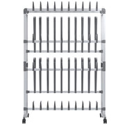 Vidaxl schoenenrek met wieltjes 89x27x120 cm zilverkleurig - afbeelding 3