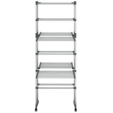 Vidaxl droogrek 3-laags met wieltjes 60x70x129 cm zilverkleurig - afbeelding 3