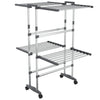 Vidaxl droogrek 2-laags met wieltjes 60x70x106 cm zilverkleurig