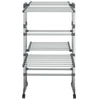 Vidaxl droogrek 2-laags met wieltjes 60x70x106 cm zilverkleurig