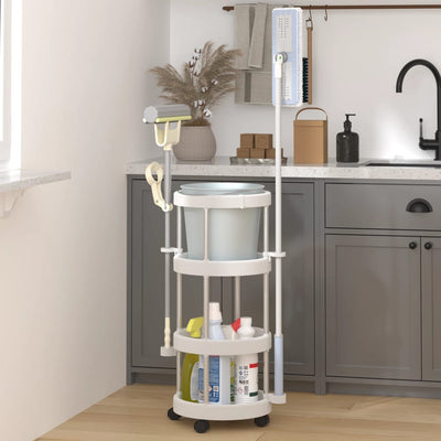 Vidaxl schoonmaakwagen met opbergmand aluminium