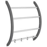 Vidaxl handdoekenrek met haken 56x16x72 cm aluminium zilverkleurig - afbeelding 2