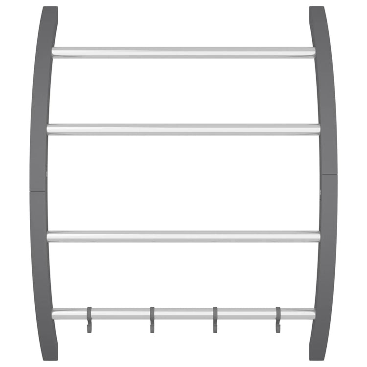 Vidaxl handdoekenrek met haken 56x16x72 cm aluminium zilverkleurig