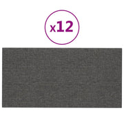 Vidaxl wandpanelen 12 st 0,54 m² 30x15 cm stof donkergrijs - afbeelding 2